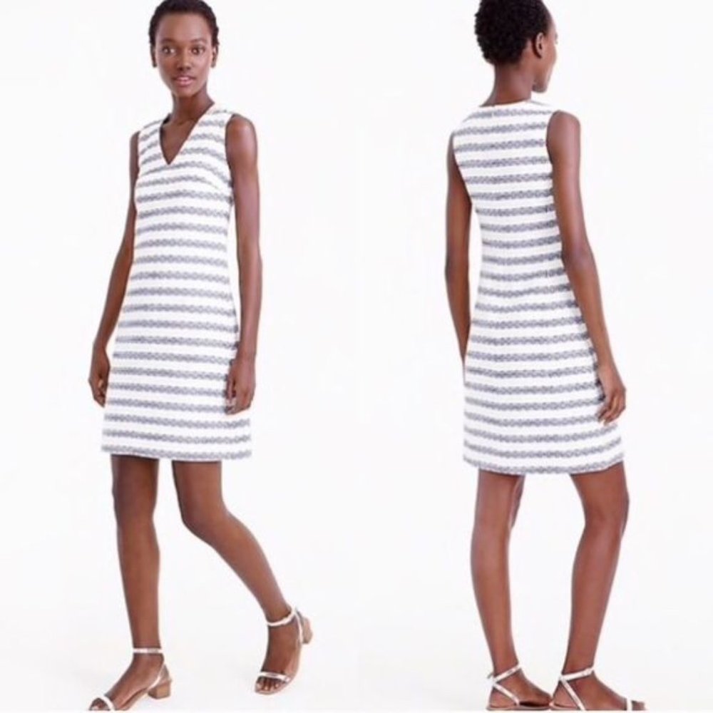 J. Crew Striped Tweed Sheath Dress Button Shoulder